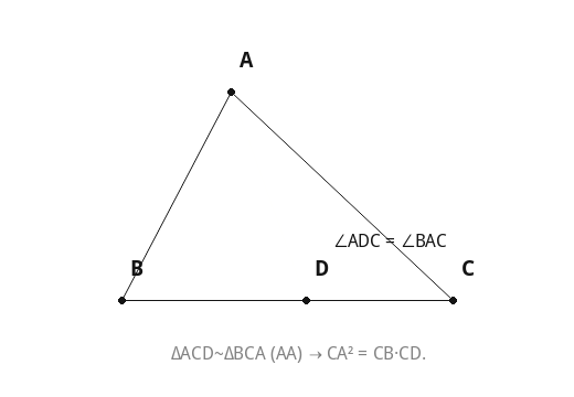 ΔACD~ΔBCA (AA) → CA² = CB·CD.